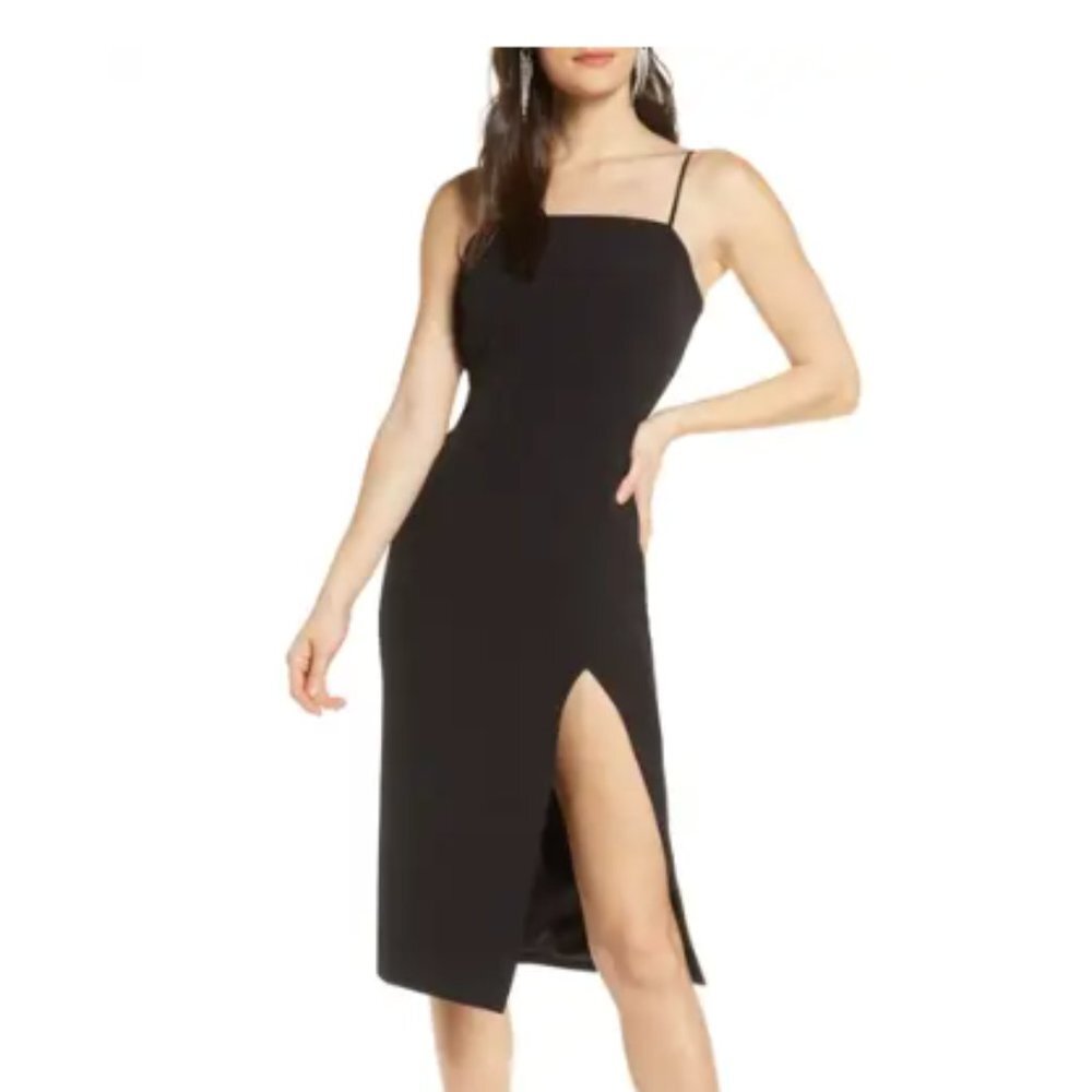 Bardot Sleek Black Midi Dress